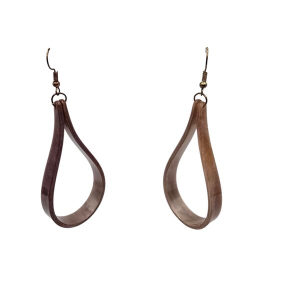 Unbranded Jewelry - Long Hoop Earrings Tan Light Brown Pierced Glittered Acrylic Loop Statement